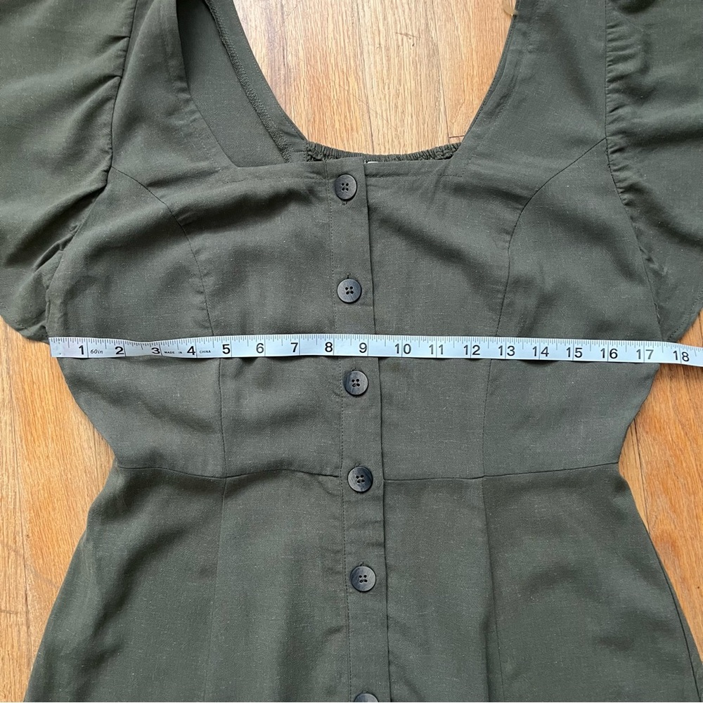 Universal Thread Olive Green Button-Front Mini Dress - Picture 6 of 8